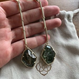 Kendra Scott Charmian Gold Drop Earrings in Sage Mica